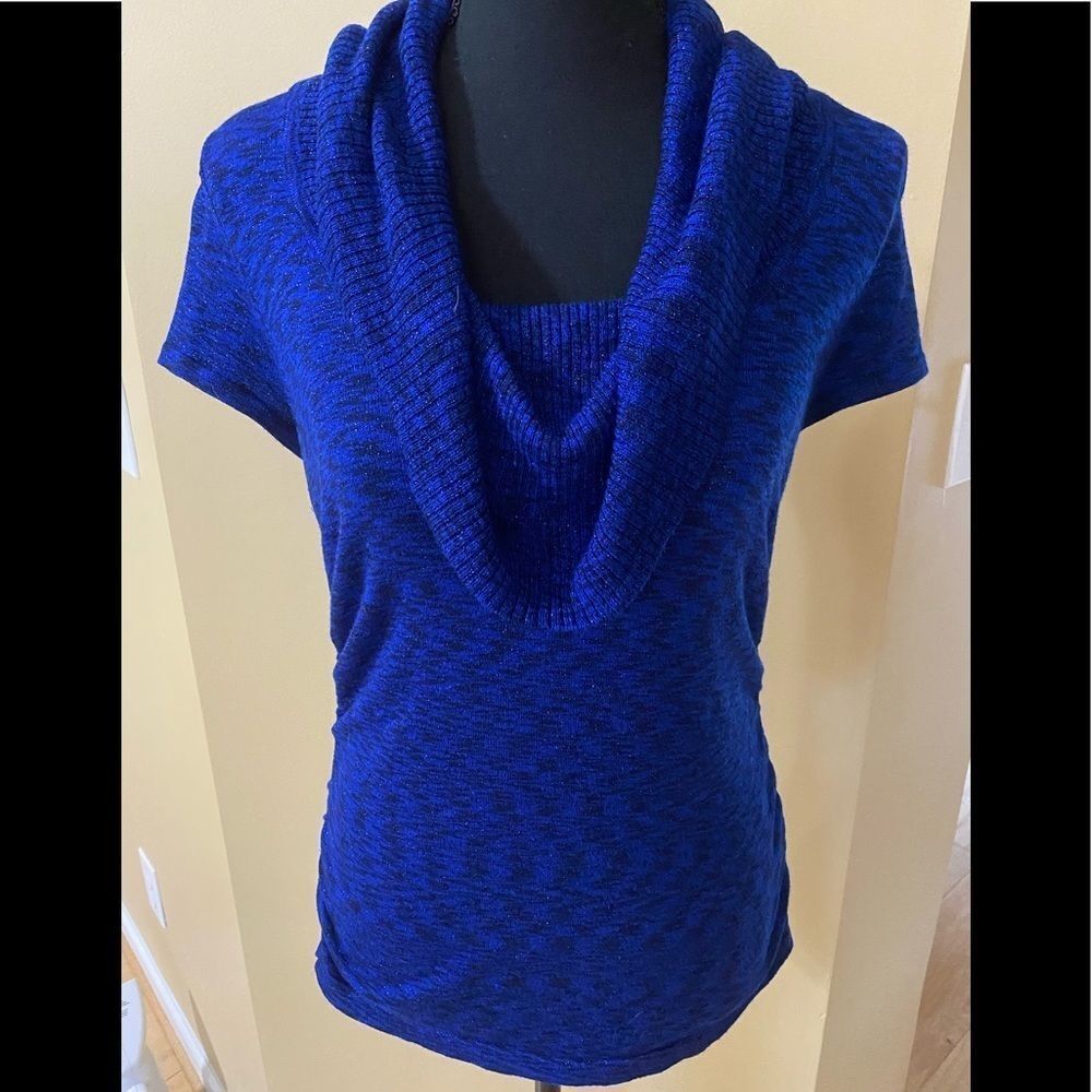 Apt. 9 blue sparkle cowl neck short sleeve sweater. Size XS